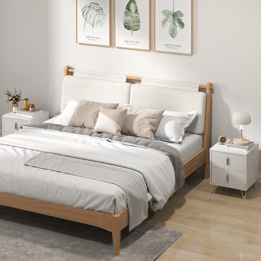 Set of 2 Elegant Chest of Two Drawers - White/Gold-Tone