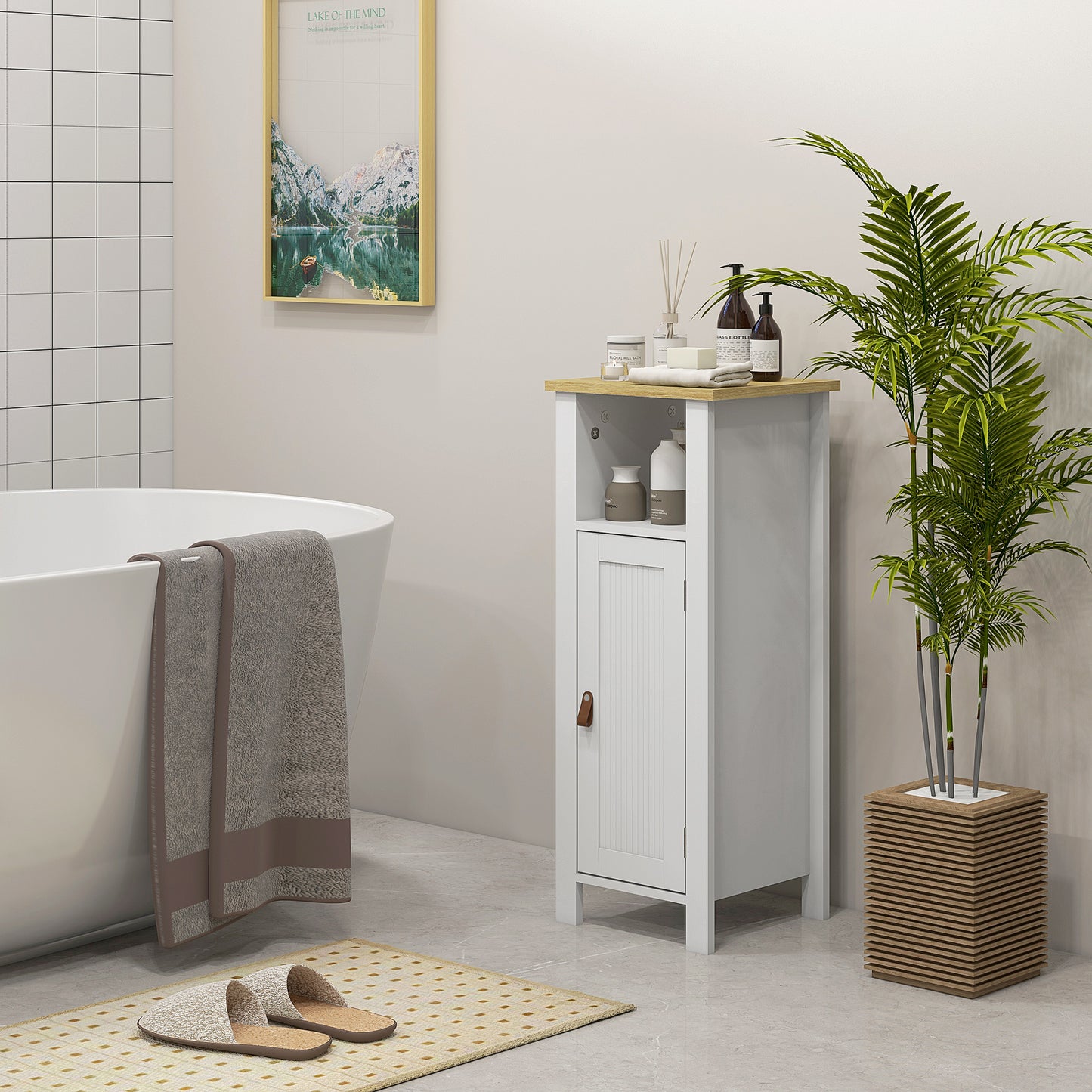 kleankin Slim Bathroom Storage Cabinet - White