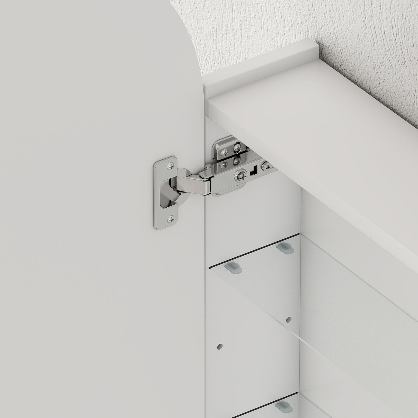 HOMCOM Arched Bathroom Mirror Cabinet with Adjustable Glass Shelves - White