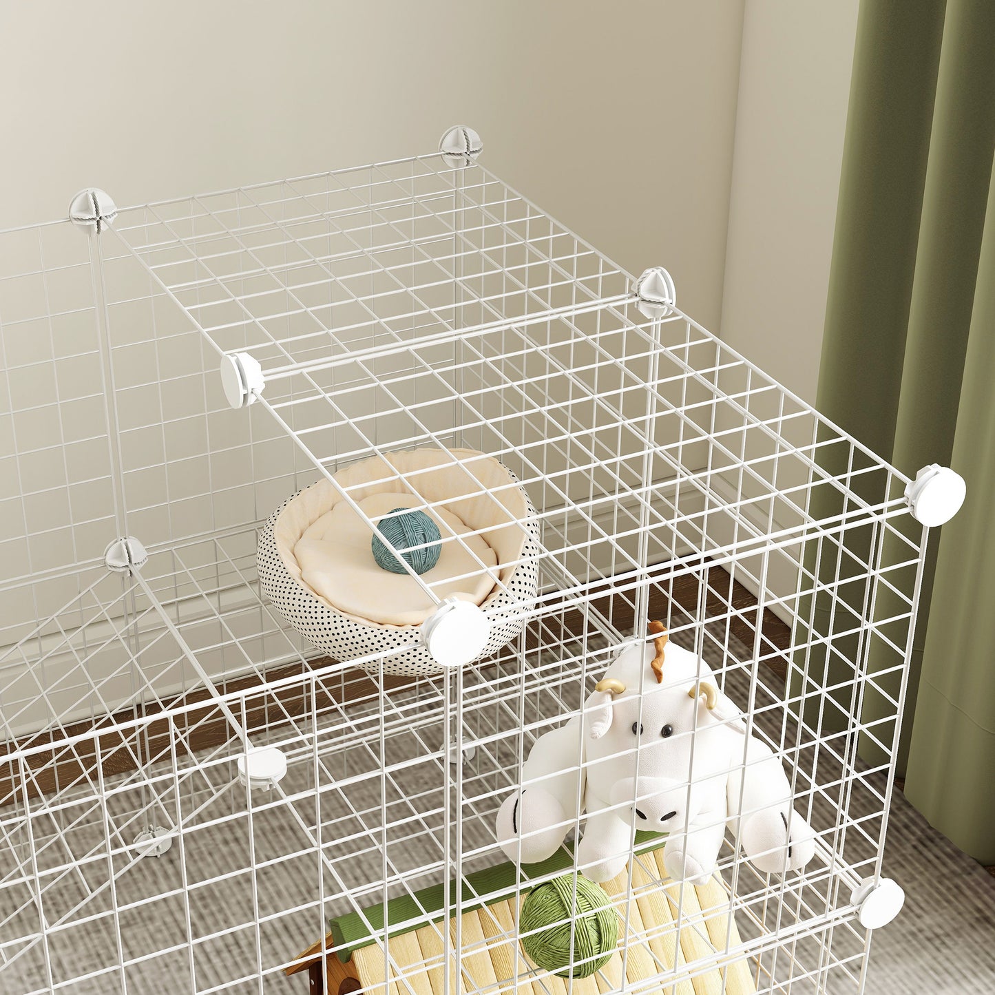 PawHut DIY 36 Panel Pet Playpen Metal Wire Fence for Chinchilla, Hedgehog, Bunny, Indoor, Outdoor Use, White