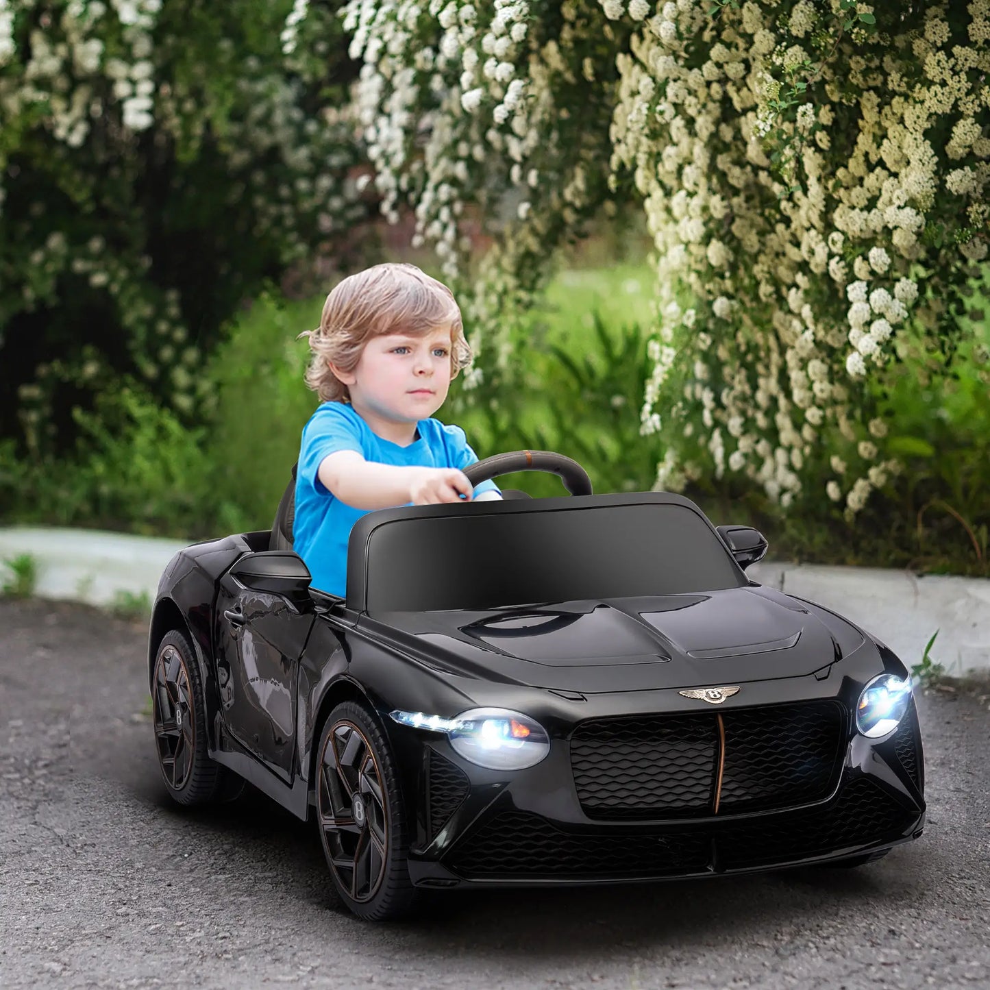 Bentley Bacalar Licensed 12V Kids Electric Car, with Remote Control, Horn, Lights, Music, Suspension Wheels, Black