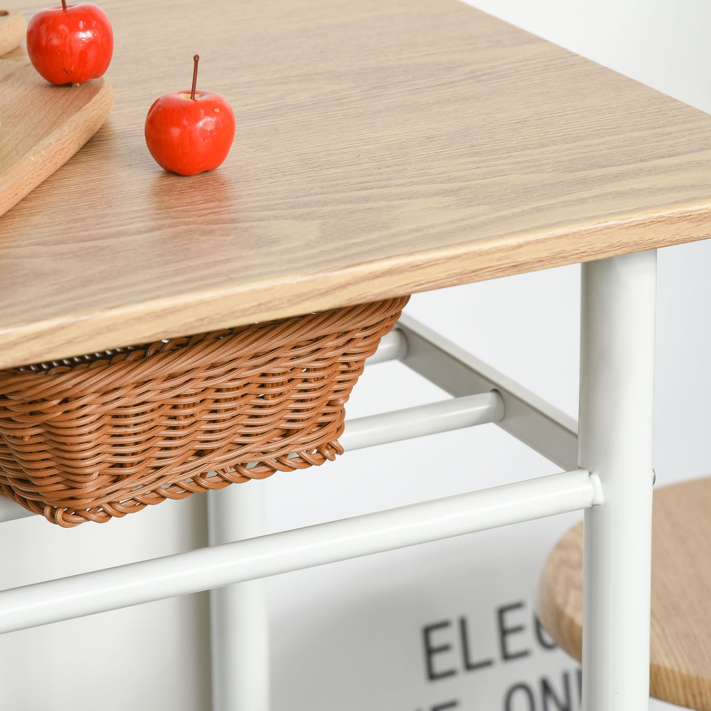 HOMCOM Bar Table Set, Bar Table and Stools Set, Footrest and Storage Shelf, for Kitchen, Dining Room, Pub, Cafe, White and Oak