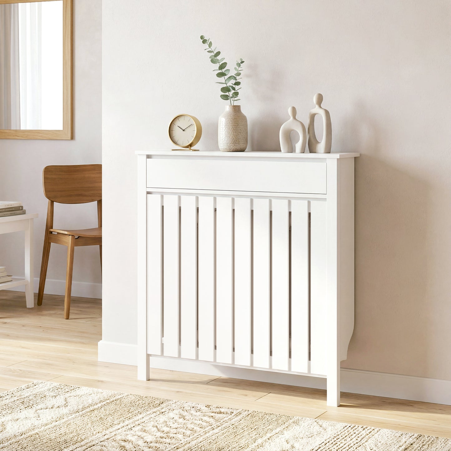HOMCOM 93 x 88.5cm Rustic-Look Radiator Cover - White