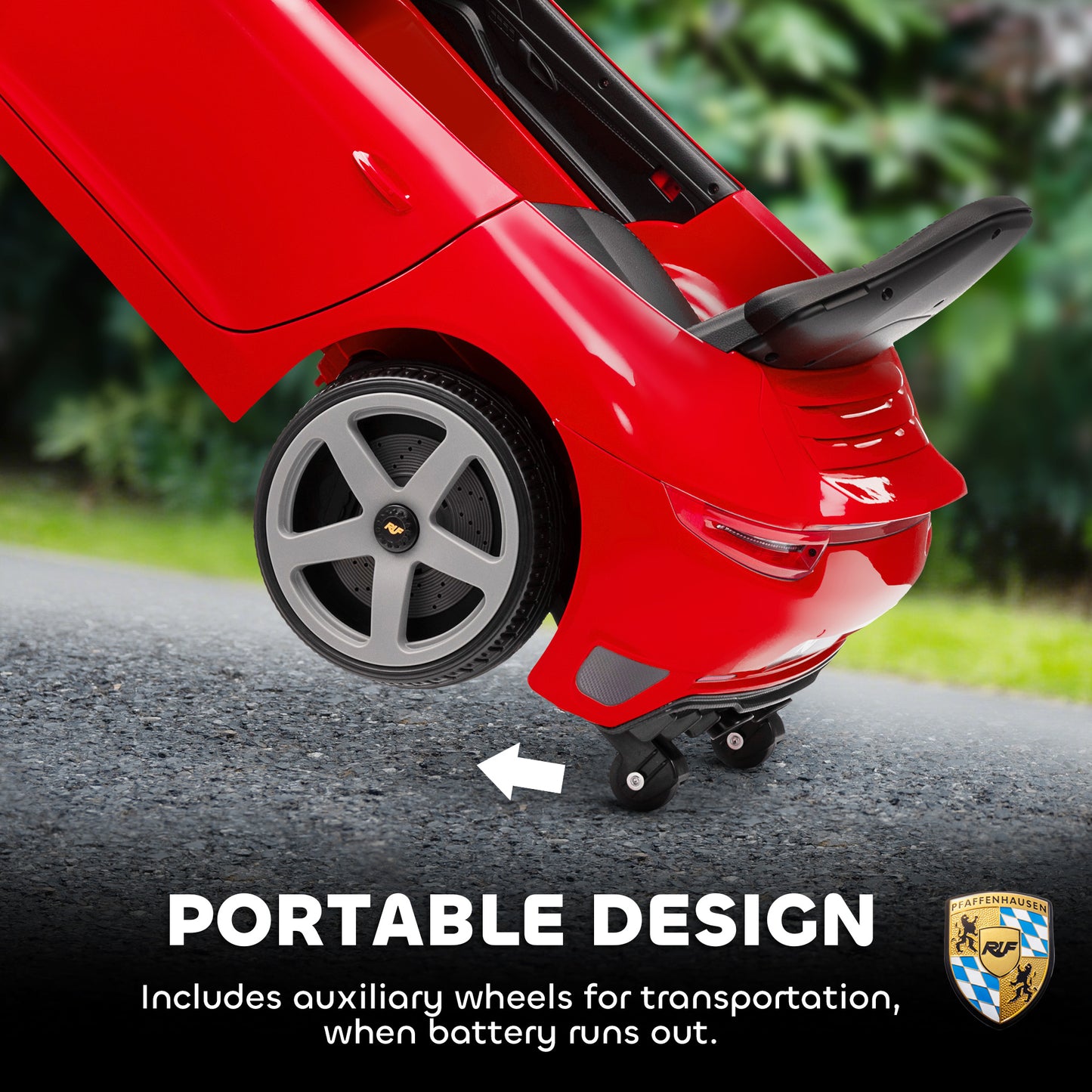 AIYAPLAY Kids Electric Car, 12V Licensed RUF GT Ride on Car with Suspension, Remote Control, Music, for 3-5 Years, Red