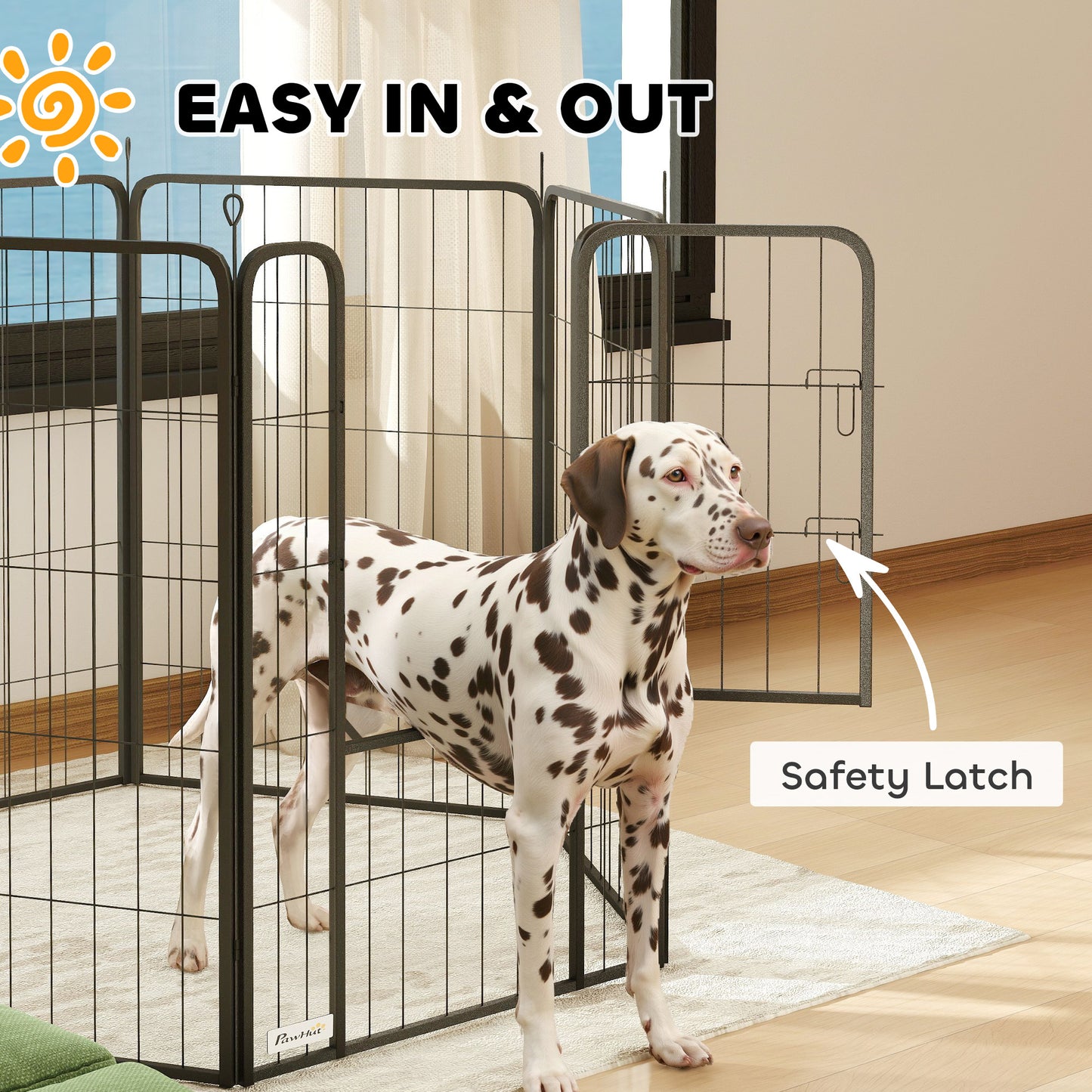 PawHut Six-Panel Dog Playpen with Door, for Large Dogs, Indoors, Outdoors, 100cm Tall, Black
