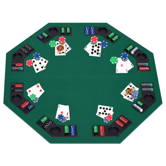 HOMCOM 1.2m/48 Inches Foldable Poker Table Top 8 Players Blackjack Tables Chip Trays - LiamsBargains.co.uk