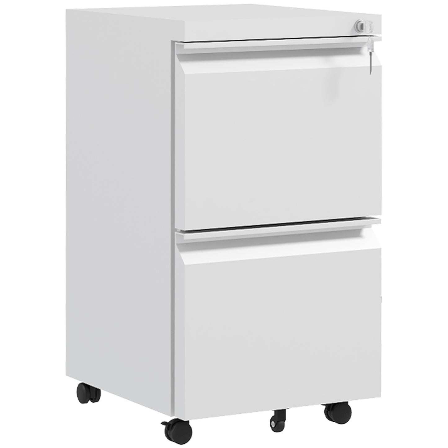Vinsetto 2-Drawer Mobile Filing Cabinet, Metal Lockable File Cabinet for Letter, A4 and Legal Size, Pre-Assembled Body, White