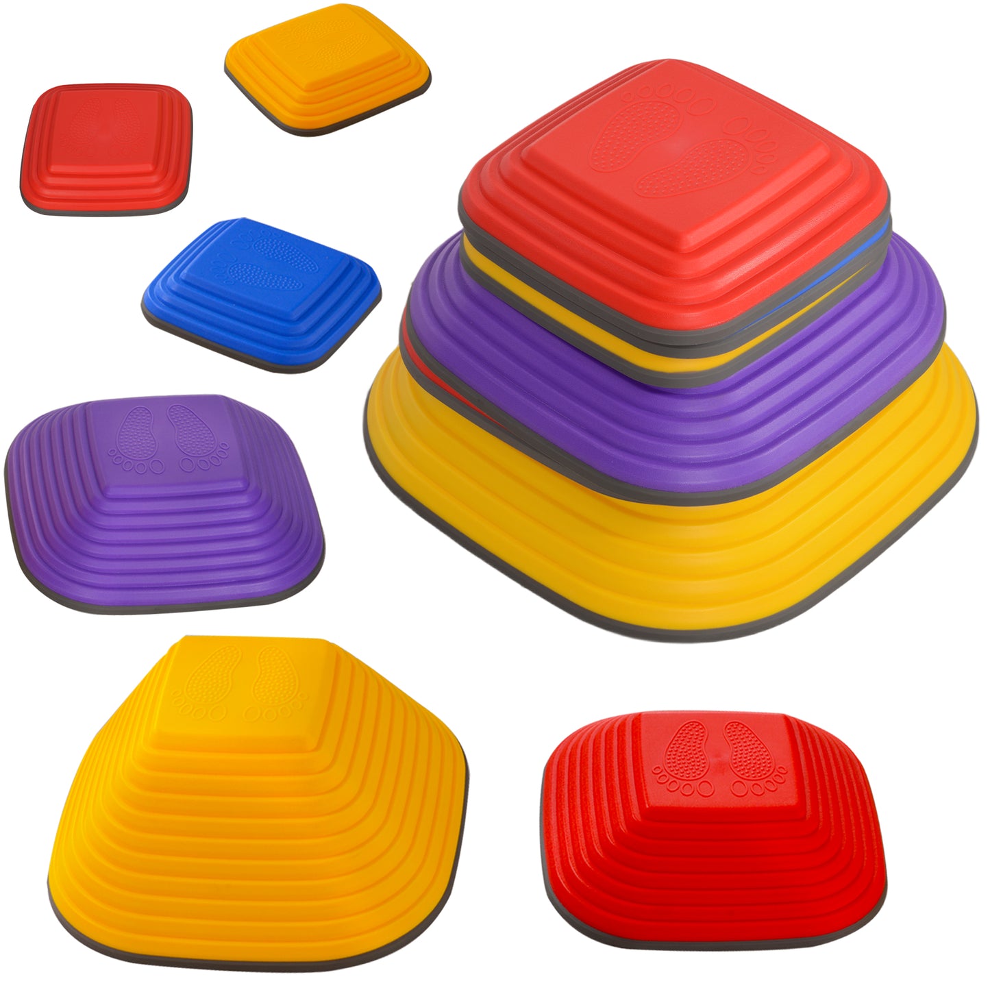 AIYAPLAY Balance Stepping Stones for Kids, 6-Piece Non-Slip Stackable River Stones, Obstacle Courses for Balance and Motor Skill