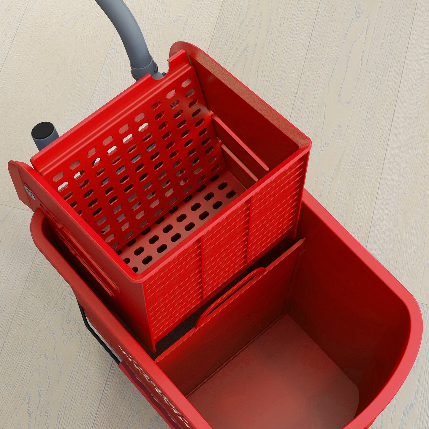 HOMCOM 20L Compact Mop Bucket on Wheels, with Water Separation Panel - Red