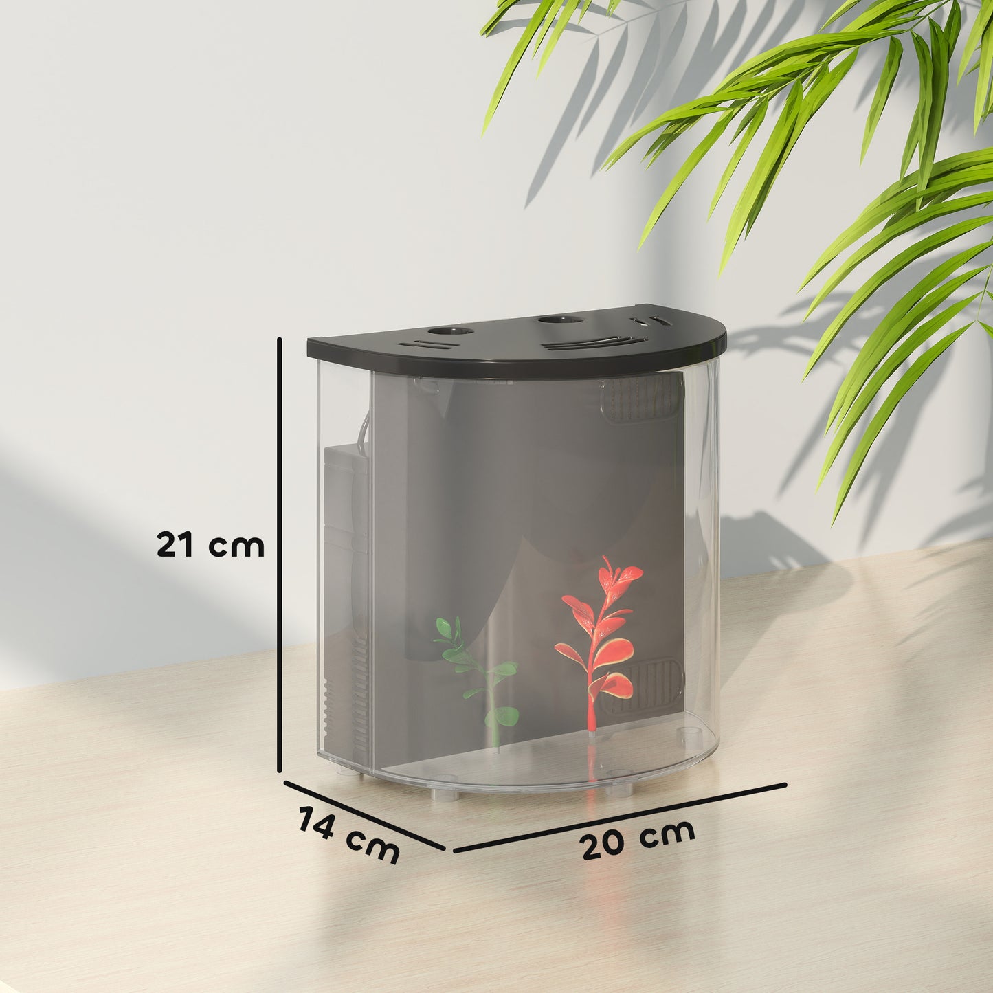 PawHut 3L Small Fish Tank with Filter System, LED Light, Small Fish Tank for Betta, Goldfish, Shrimp, Black