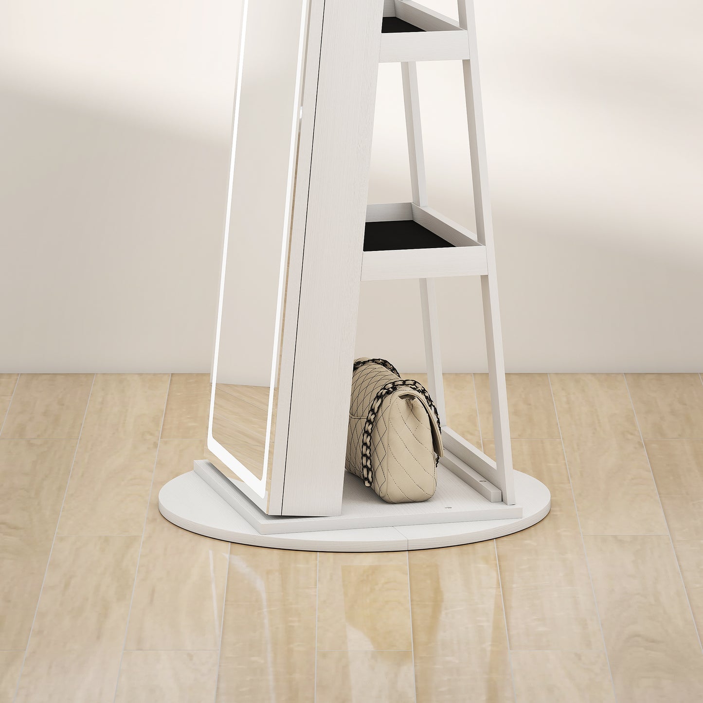 HOMCOM Storage Jewellery Cabinet, with Mirror and Lights - White