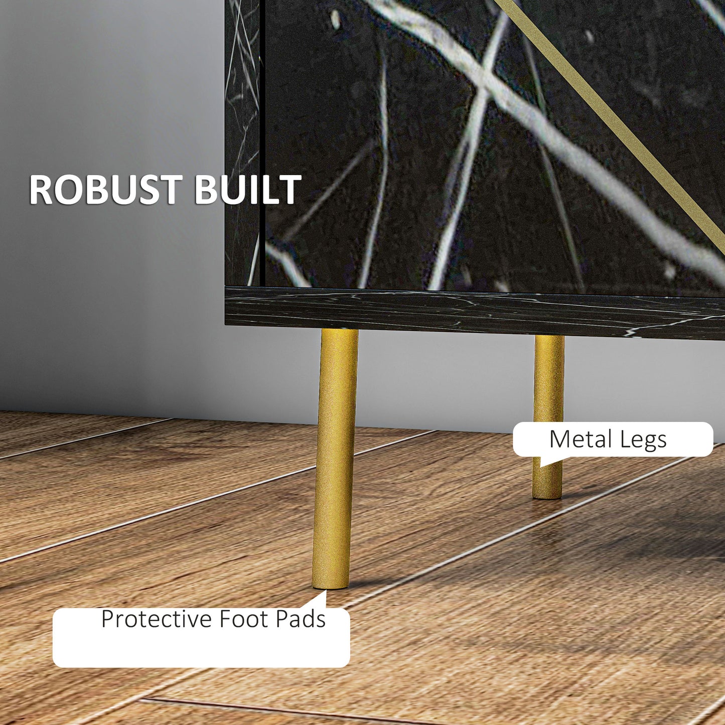 HOMCOM Elegant Bedside with Storage - Black/Gold Tone