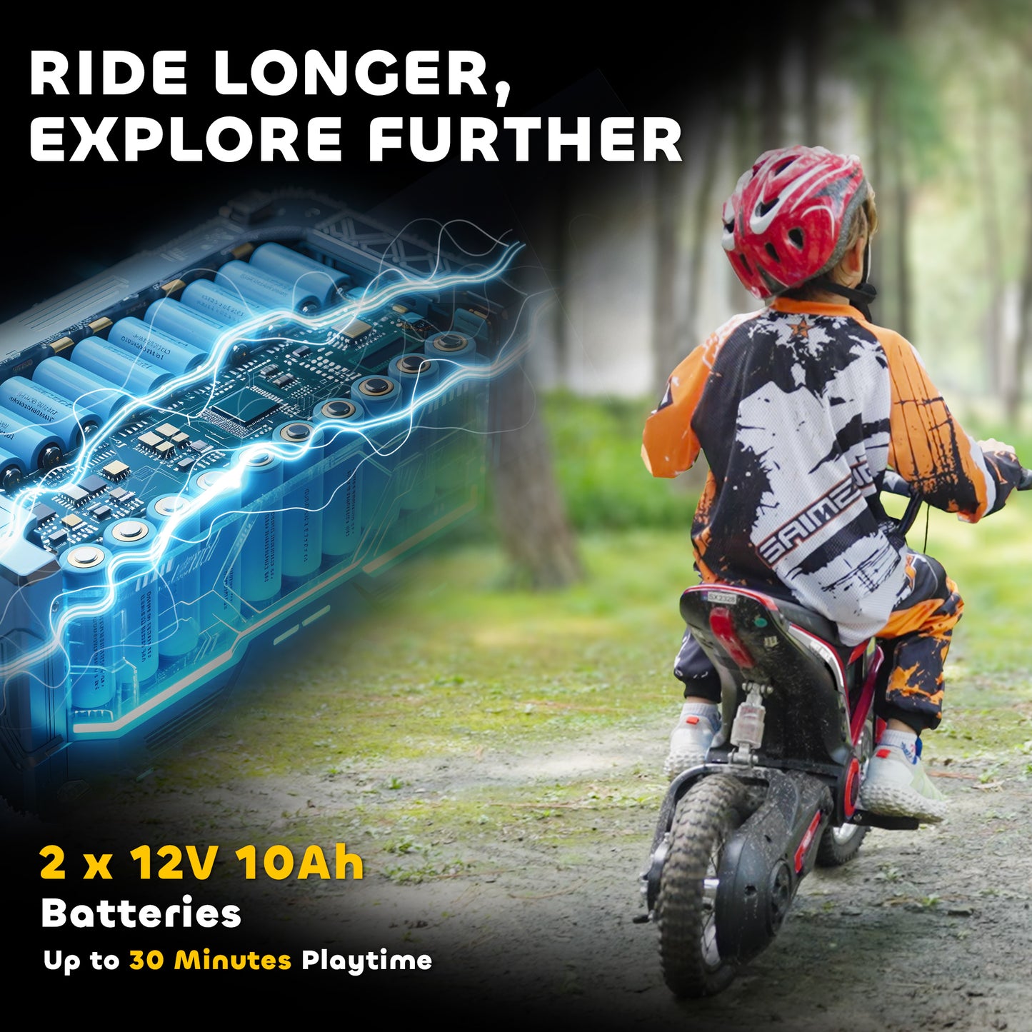 HOMCOM 24V Electric Motorbike with Twist Grip Throttle, Music, Horn, 12" Pneumatic Tyres, 16km/h Max Speed - Red