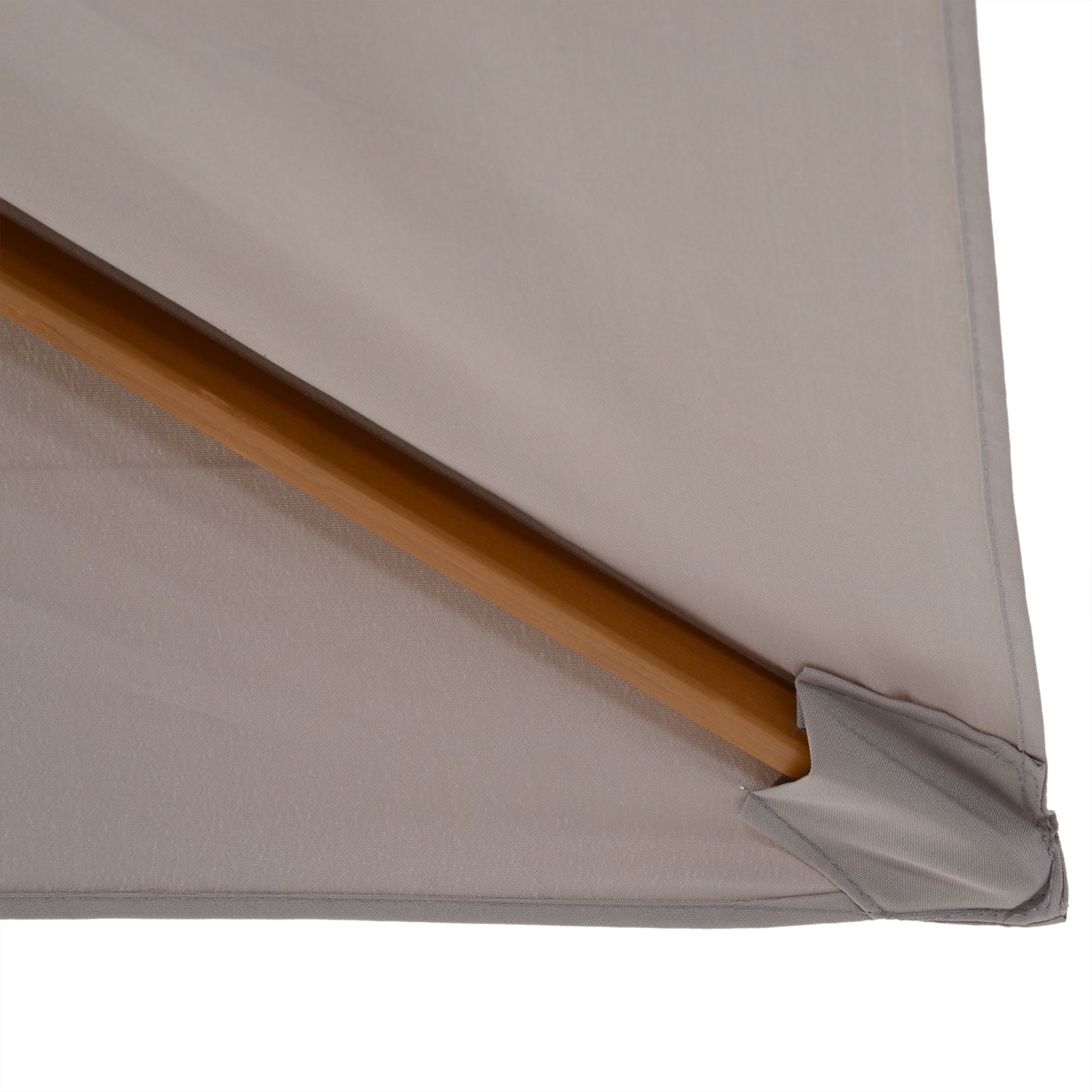 Outsunny 2 x 3m Wooden Garden Parasol Umbrella Outdoor Sun Shade Canopy, Table Market Umbrella with Vent, 38 mm Pole, Rope Pulley Mechanism, Light Grey