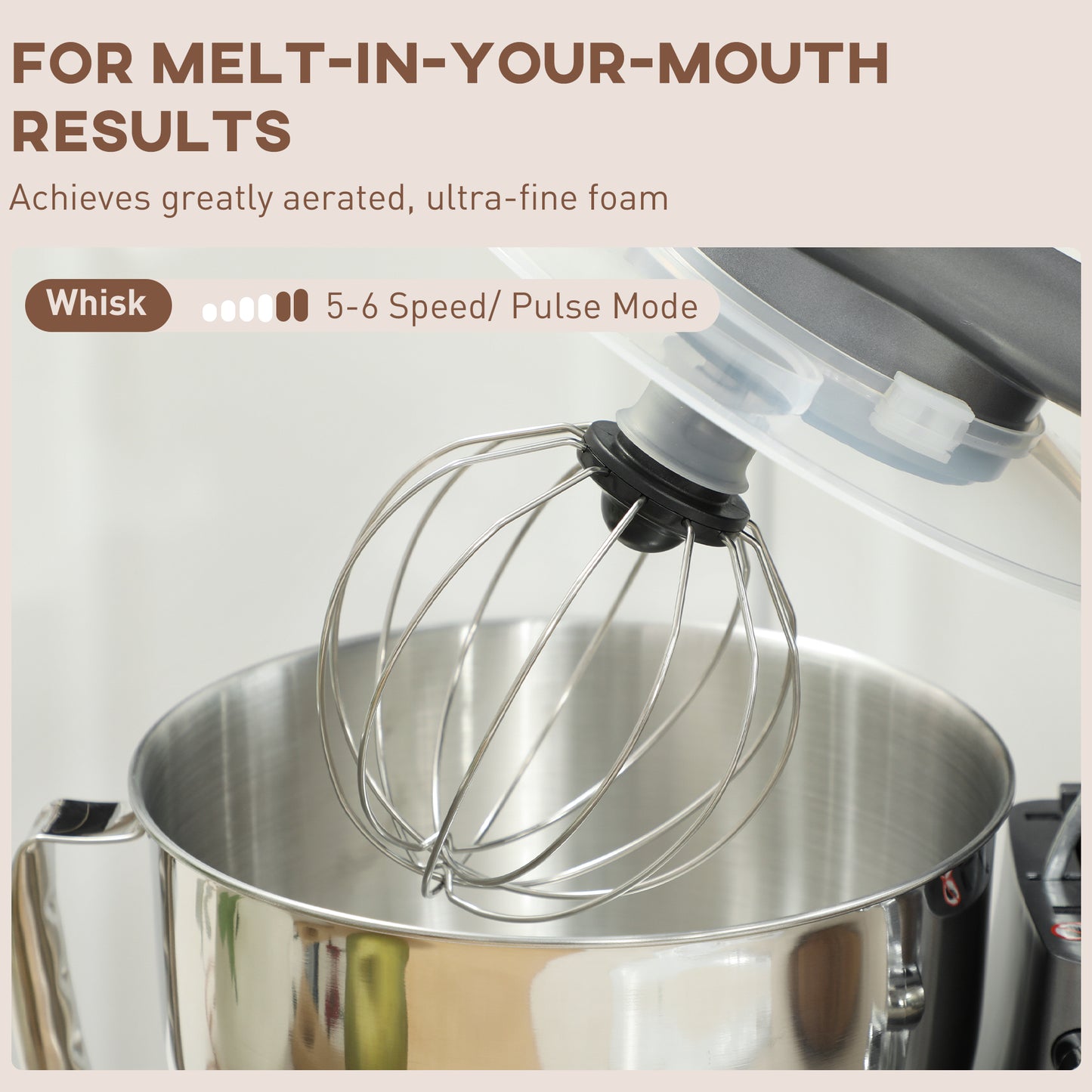 HOMCOM 1300W Kitchen Stand Mixer, with Accessories - Silver