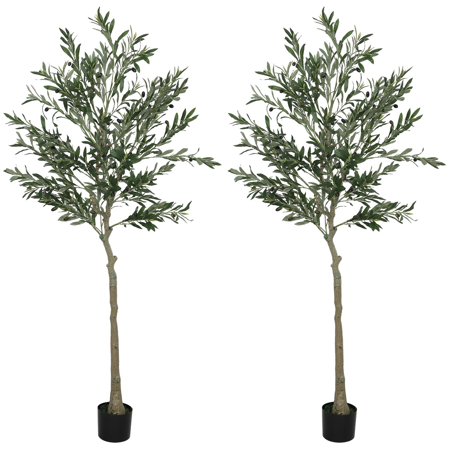 HOMCOM Set of Two Silk Leaf Artificial Olive Trees