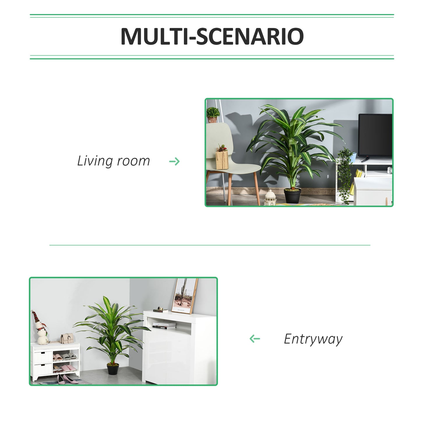 Outsunny Artificial Plant in Pot, Fake Plant for Home Indoor Decor, 110cm, Green