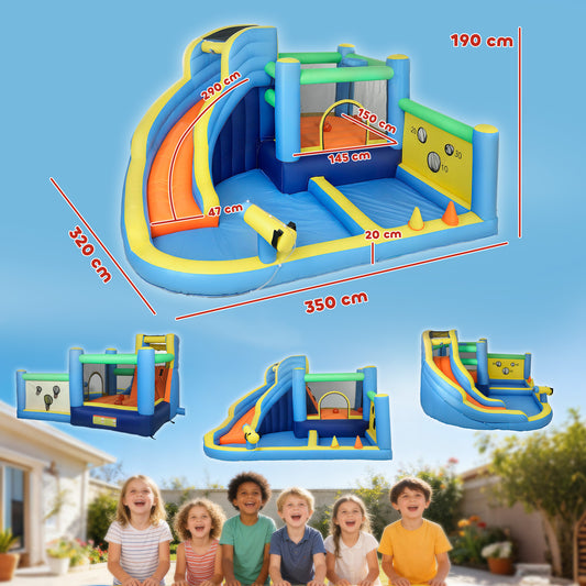 AIYAPLAY 8 in 1 Bouncy Castle for Kids, Inflatable Bounce House with Slide, Pool (Ball Pit), Water Cannon for Indoor Outdoor