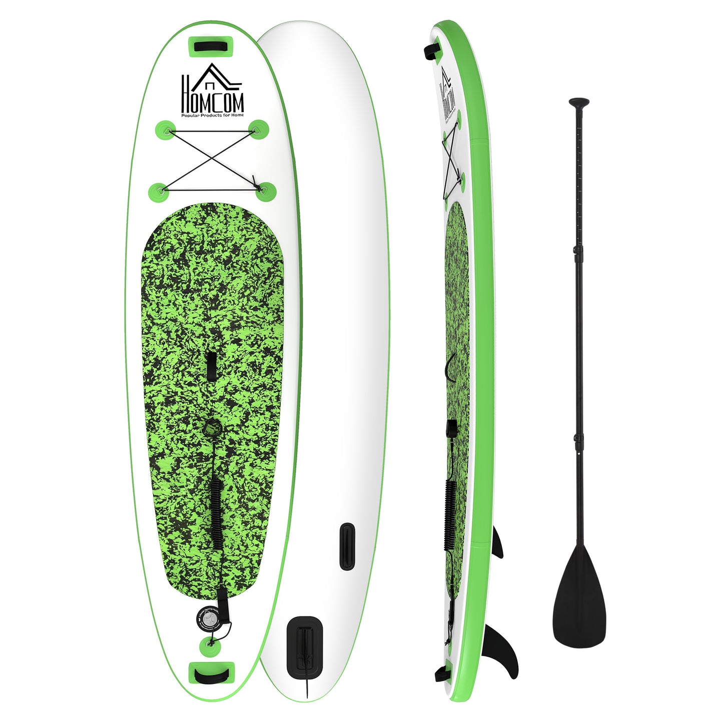 HOMCOM Inflatable Stand Up Paddle Board, 10' x 30" x 4", Non-Slip SUP, with ISUP Accessories, Hand Pump, 3 Fins, Adj Paddle for Youth Adult Beginners/Experts