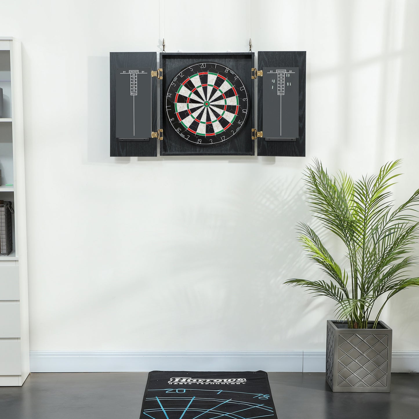 SPORTNOW Bristle Dartboard with Cabinet, 6 Steel Tip Darts, Cabinet