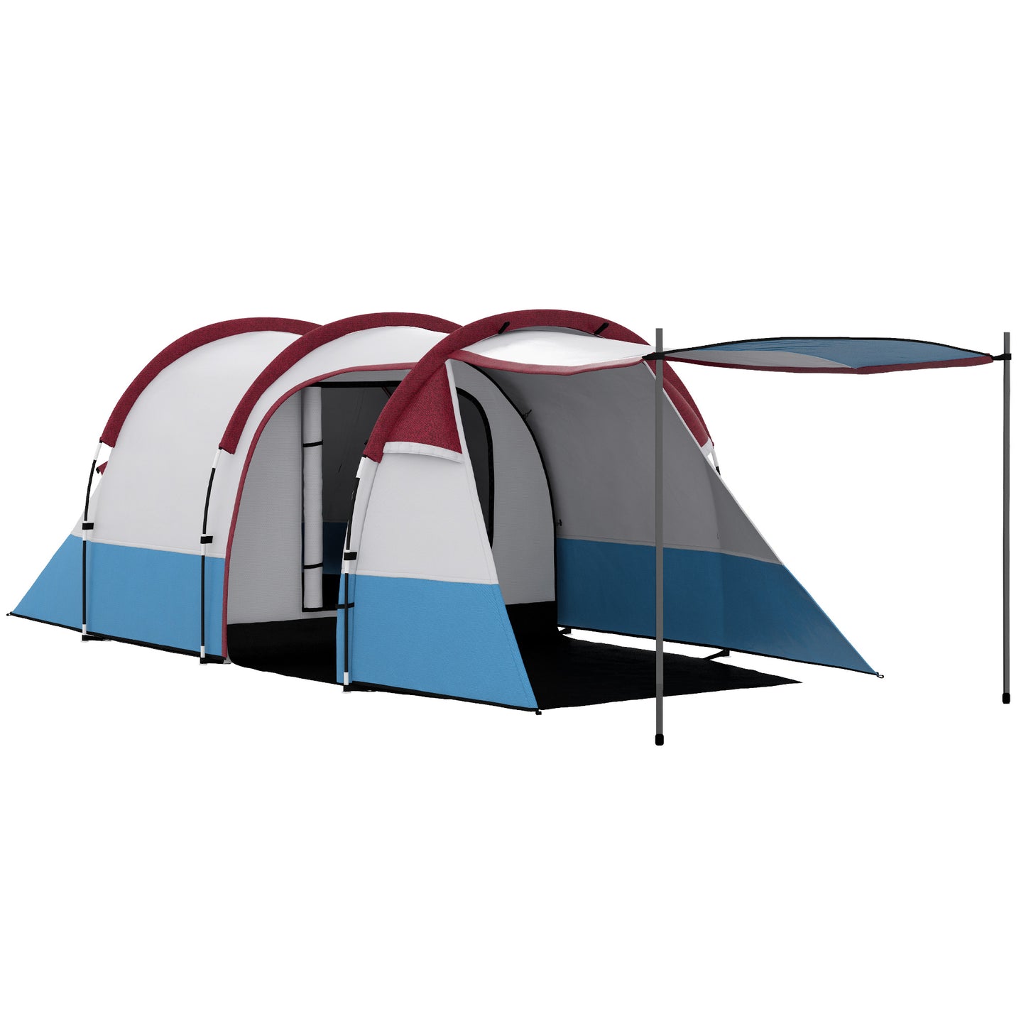 Outsunny Two Man Two-Room Tent, with Porch and Accessories - Red