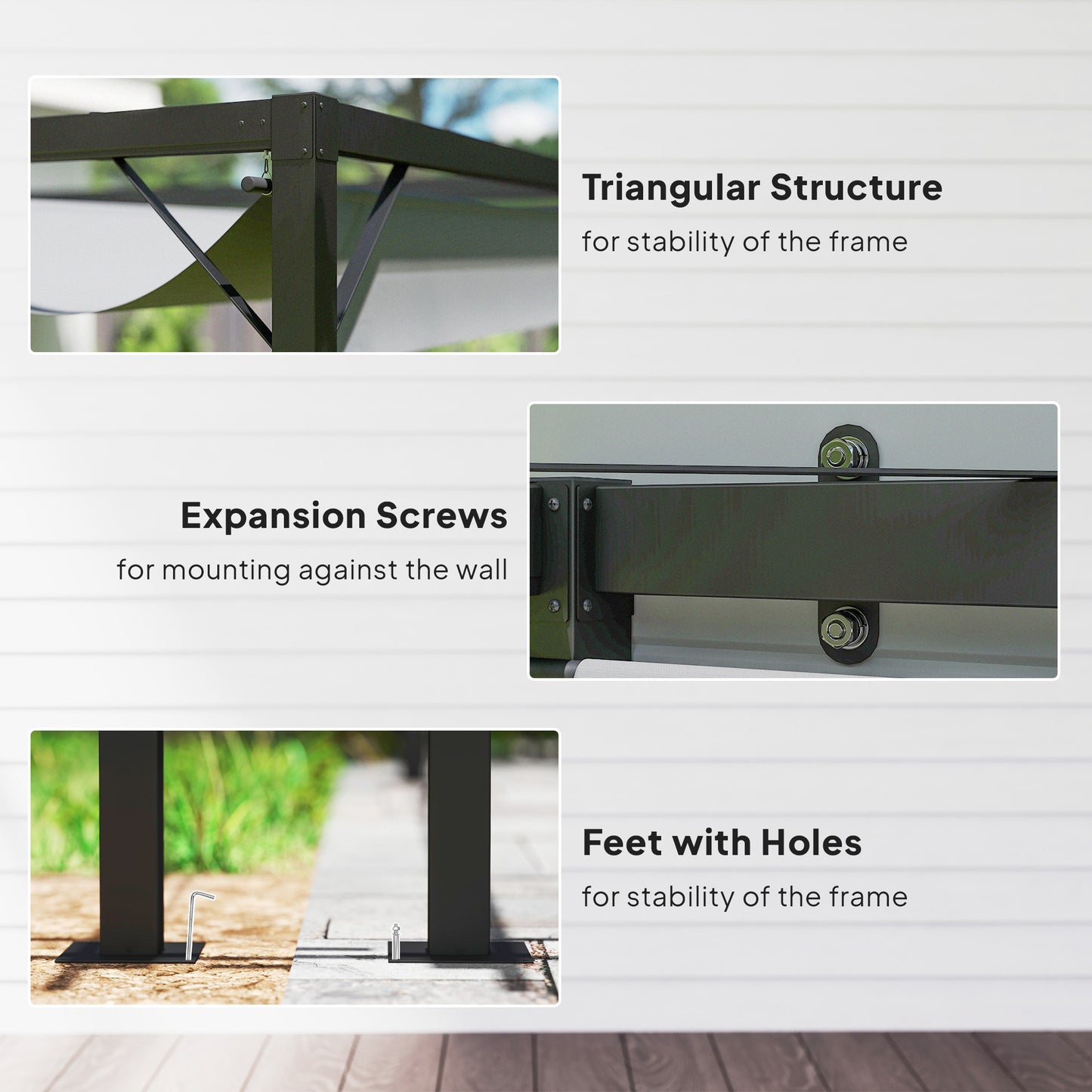 Outsunny 3 x 3 m Pergola, with Sliding Canopy - Grey