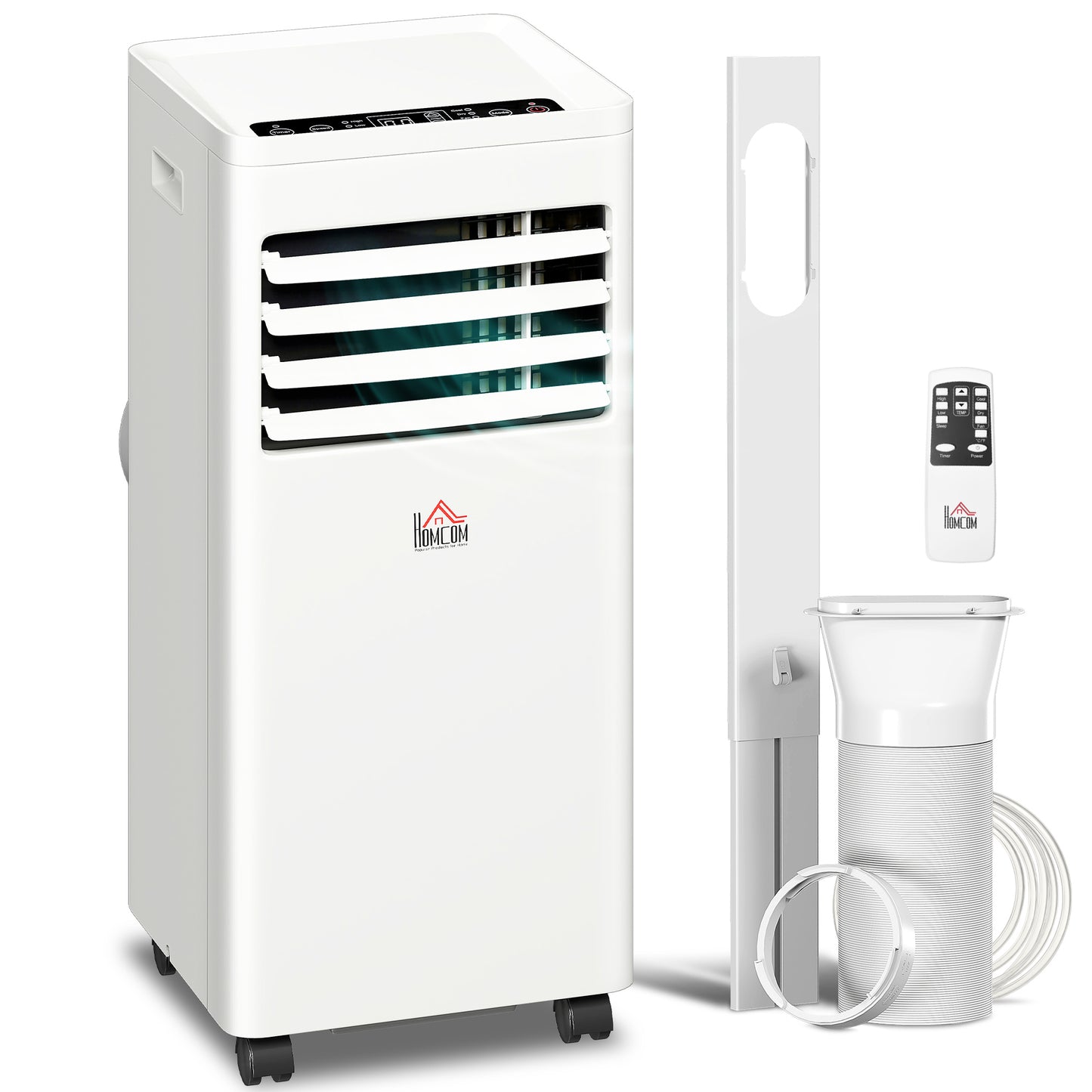 HOMCOM Portable Air Conditioner 5000 BTU, 4-in-1 Cooling, Dehumidifier, Fan, Sleep Mode, Air Conditioning Unit with Digital Display & Remote Control, 24H Timer, Window Venting Kit, for Room up to 18㎡