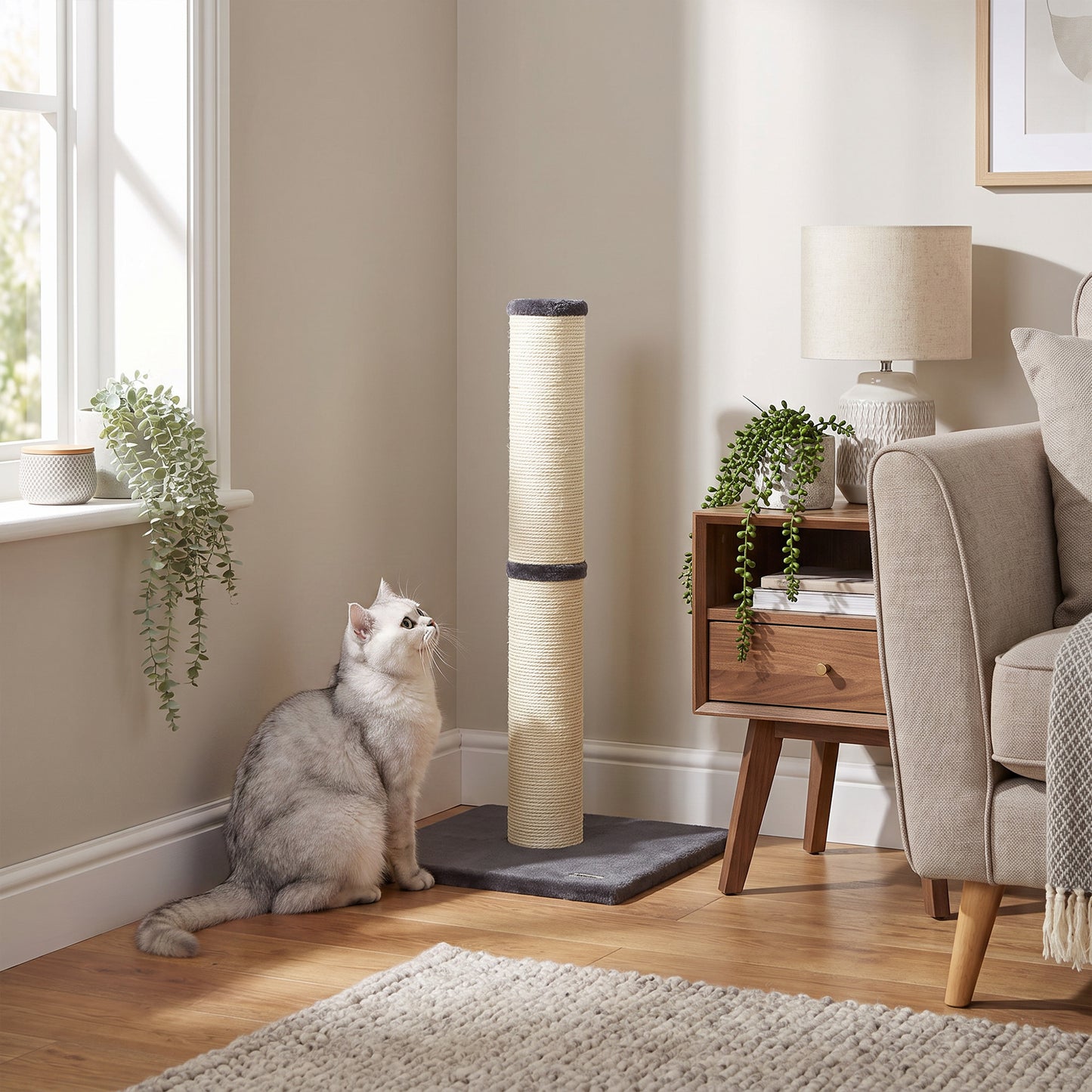 PawHut Cat Scratching Post, 80cm Tall Cat Scratch Post with Sisal Rope, Plush Base, Lightweight Claw Scratcher