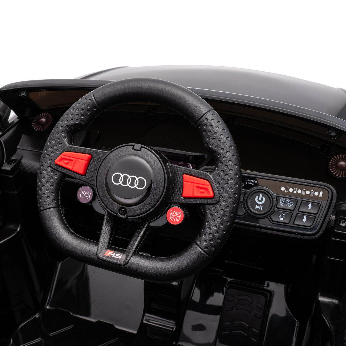 AIYAPLAY 12V Audi TT RS Licensed Electric Car, Electric Ride On Toy with Remote Control, Dual Motors, 4-Wheel Suspension, Black