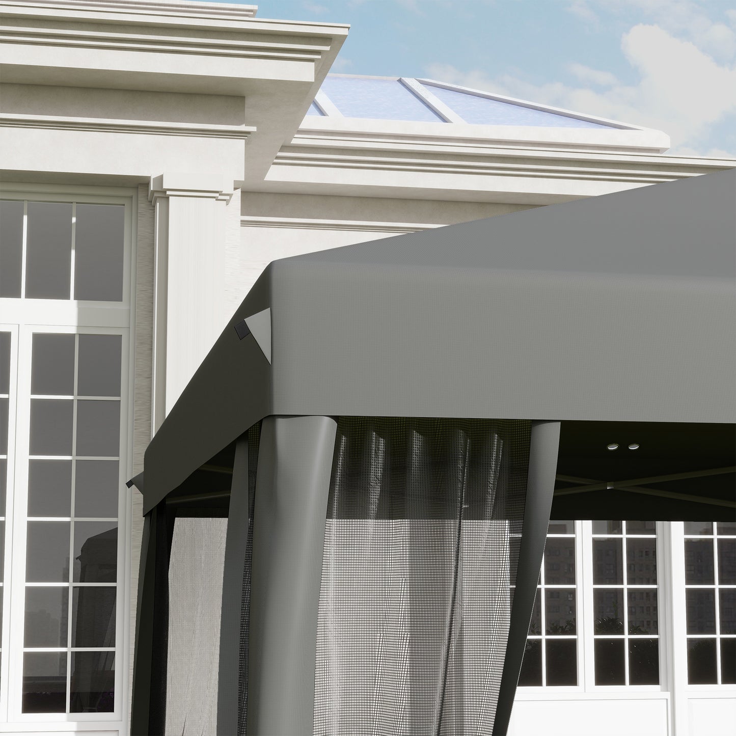 Outsunny 3 x 3Â m Pop Up Gazebo, 420D Garden Tent Canopy with Removable Mesh Sidewall Netting, Carry Bag for Garden Patio Outdoor, Light Grey