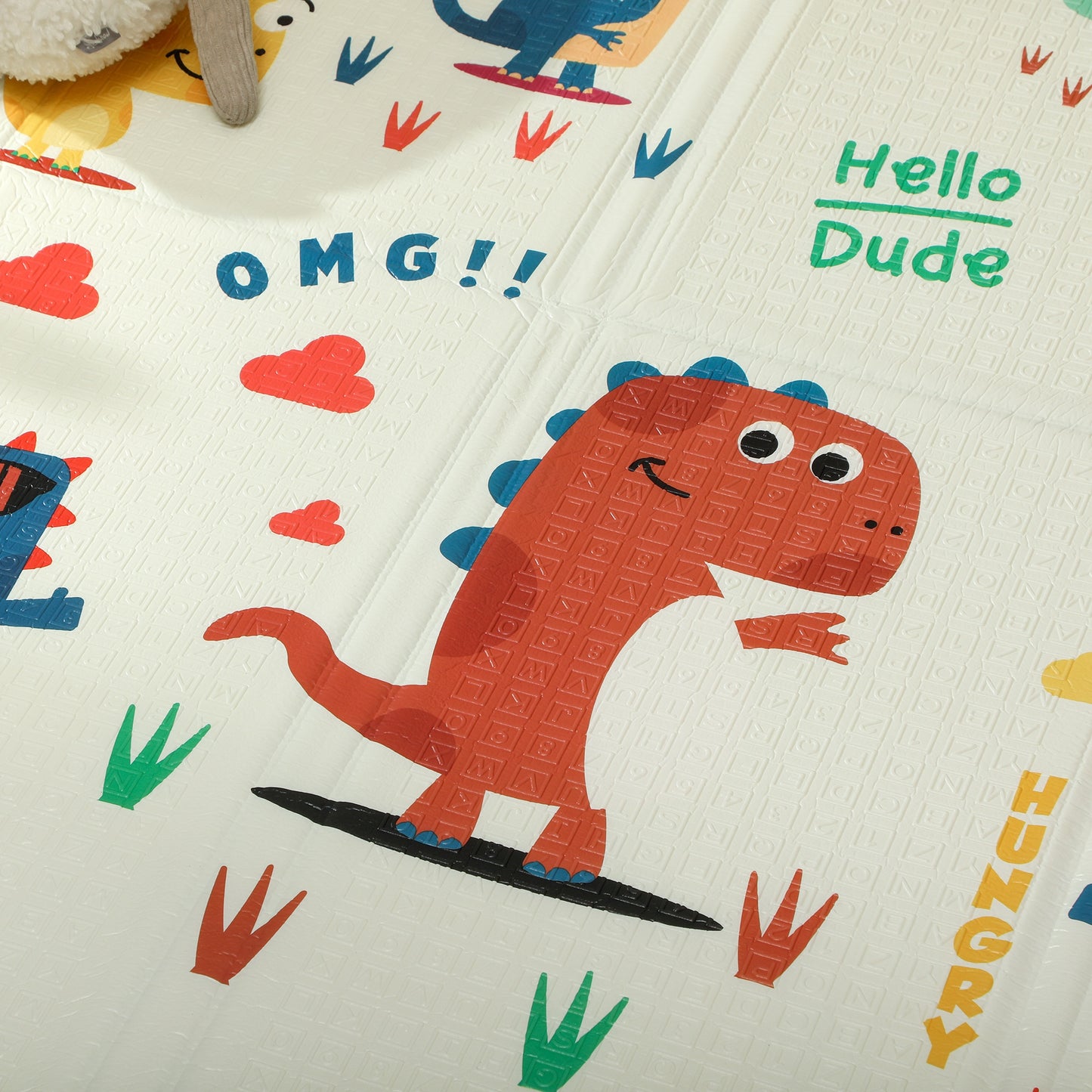 AIYAPLAY Baby Play Mat, Double Sideded Foldable Kids Crawling Mat, Reversible & Waterproof, Dinosaur
