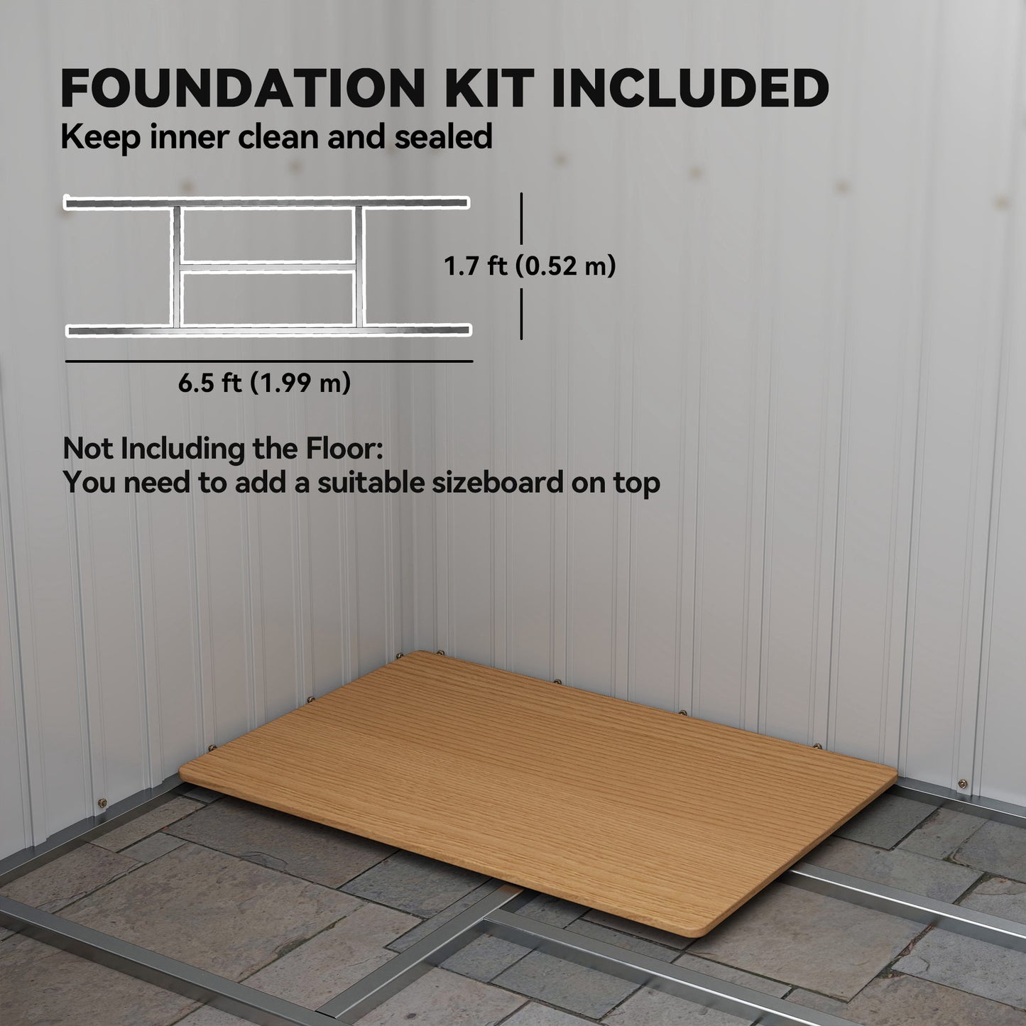 Outsunny 7 x 4ft Galvanised Steel Garden Shed, with Foundation Kit - Green
