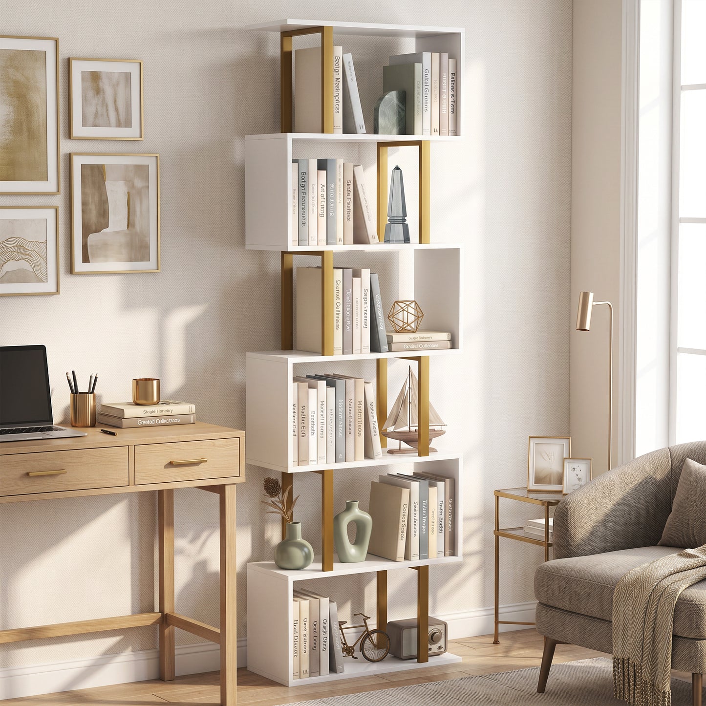 HOMCOM standing units free bookshelves industrial case bedroom