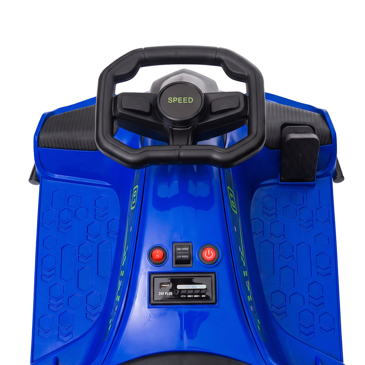HOMCOM 12V Kids Electric Go Kart, Ride on Drift Car with 2 Speeds, Soft Start, Music, Colourful LED Lights for Ages 8-12, Blue