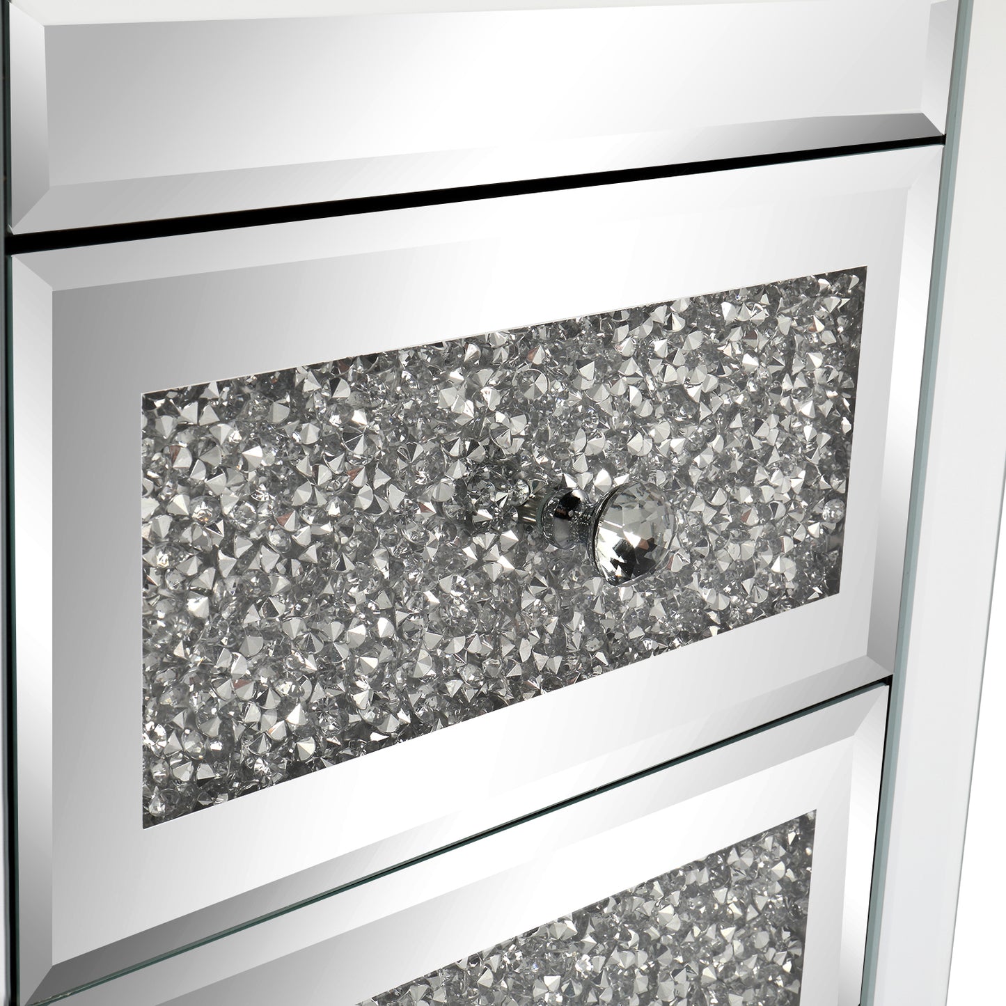 FCH Silver MDF Mirror Surface Broken Glass 40*30*60cm Three Drawers Bedside Table