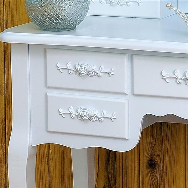 Foldable 3 Mirrors with 7 Drawers Dressing Table - White