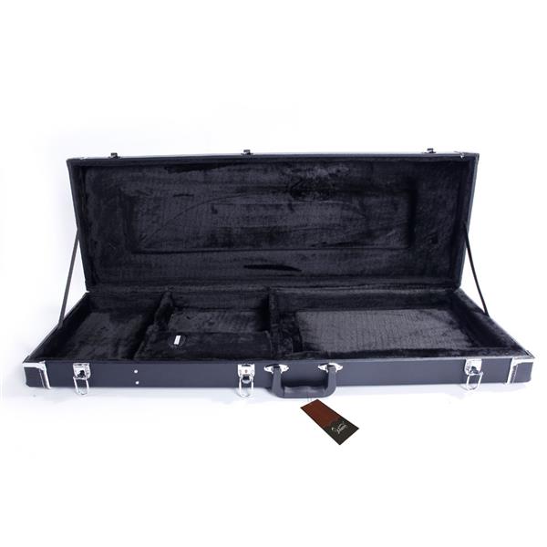 Glarry ST High Grade Electric Guitar Square Hard Case Microgroove Flat Black