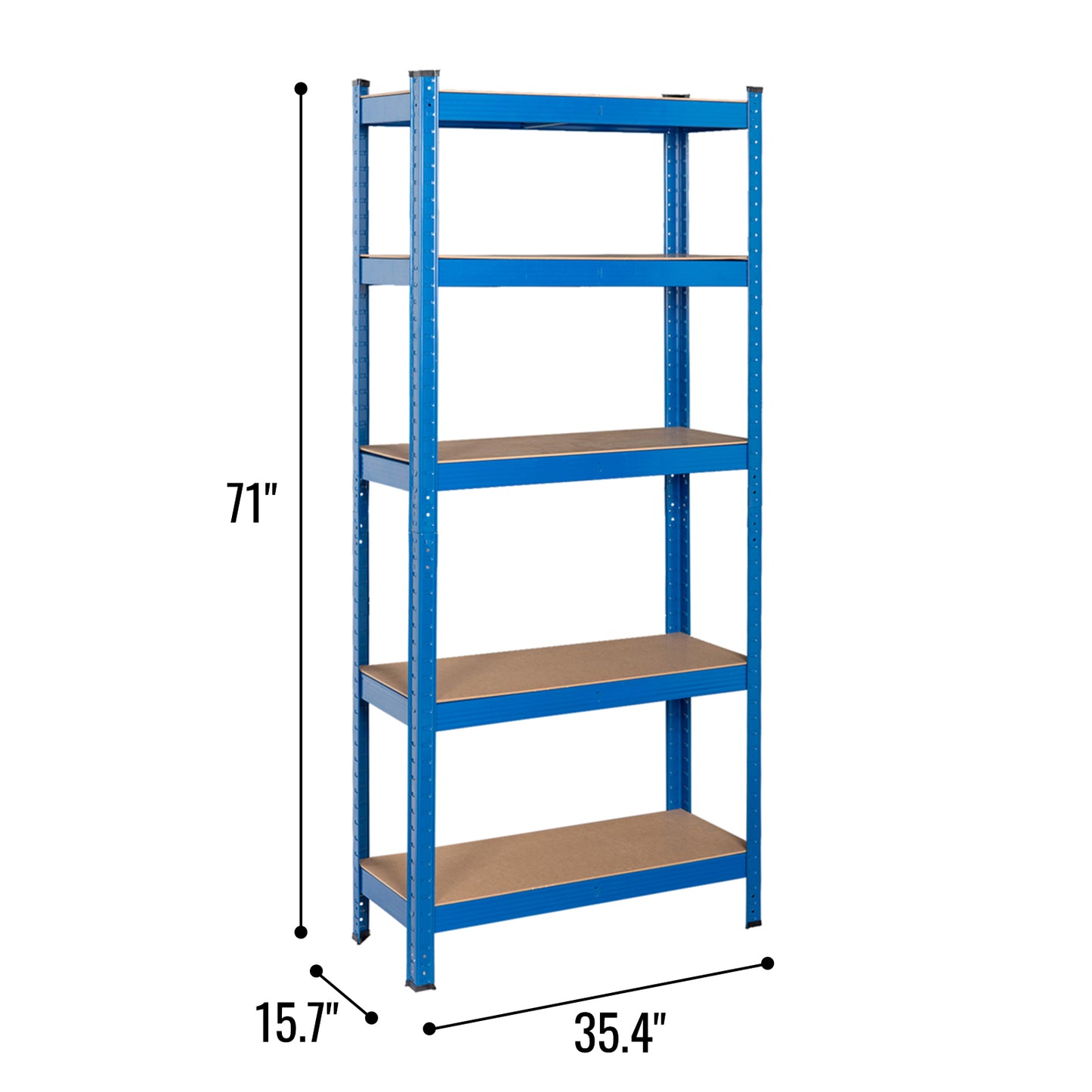 Garage Shed 5 Tier Racking Storage Shelving Units Boltless Heavy Duty Shelves - Blue