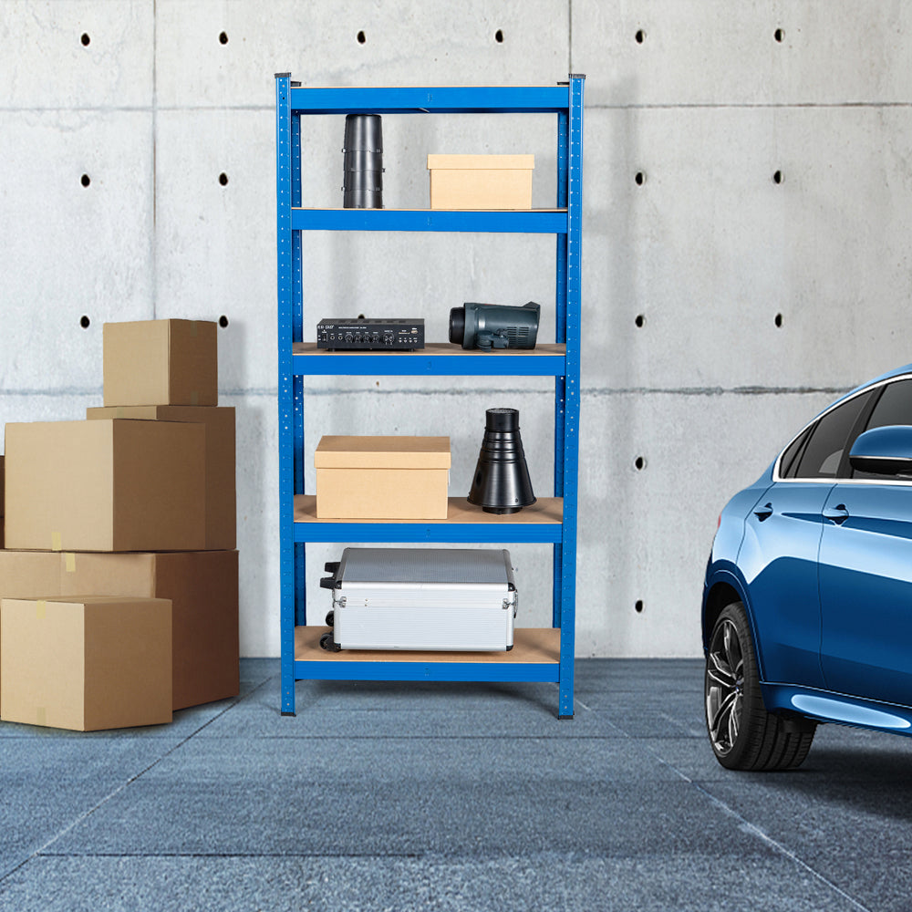 Garage Shed 5 Tier Racking Storage Shelving Units Boltless Heavy Duty Shelves - Blue