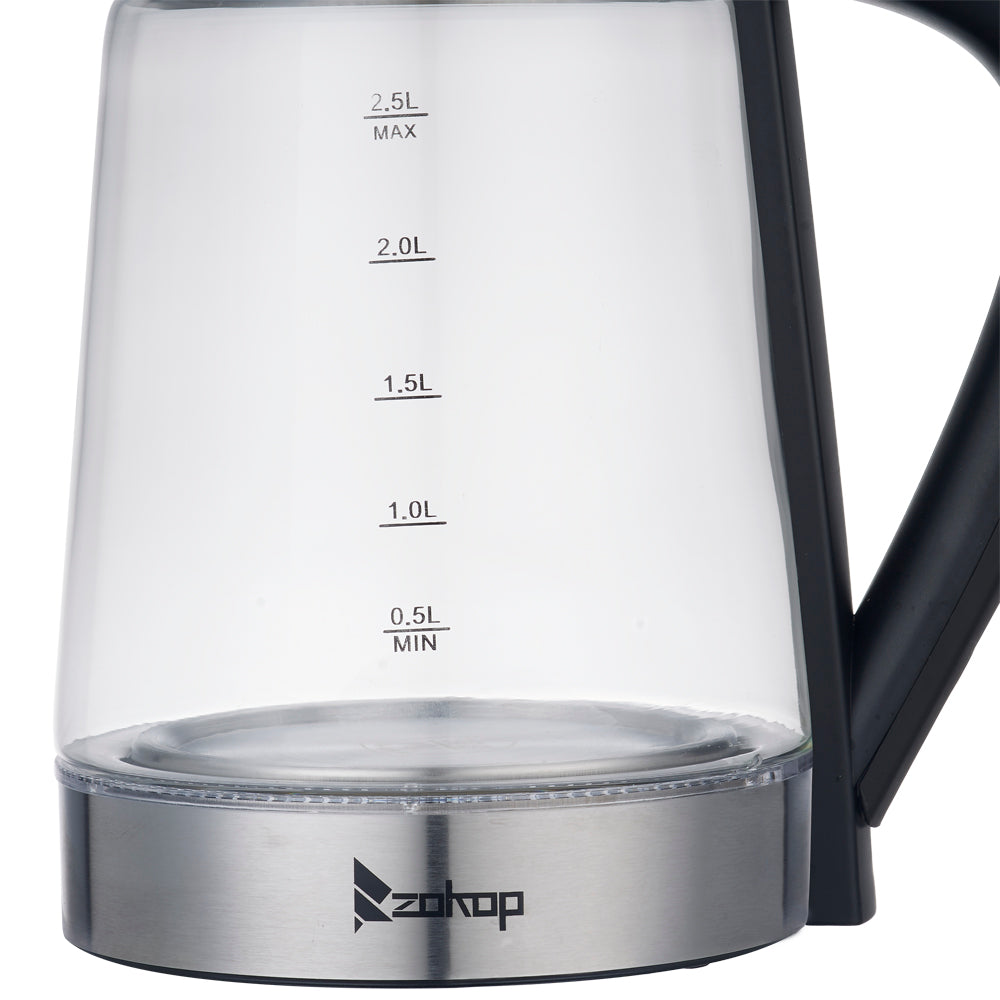 ZOKOP HD-250 220V 2000W 2L Blue Glass Electric Kettle