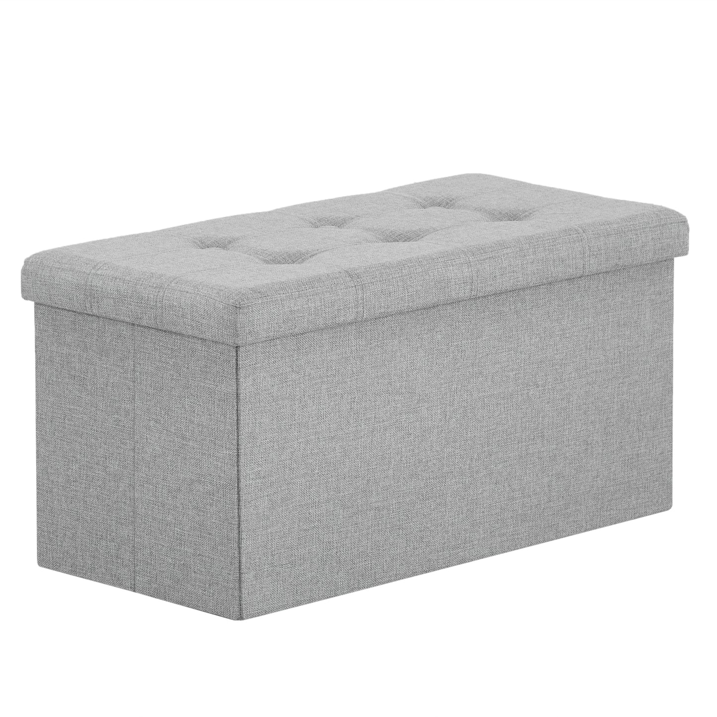 76*38*38cm Pull Point Linen MDF Foldable Storage Footstool Light Grey