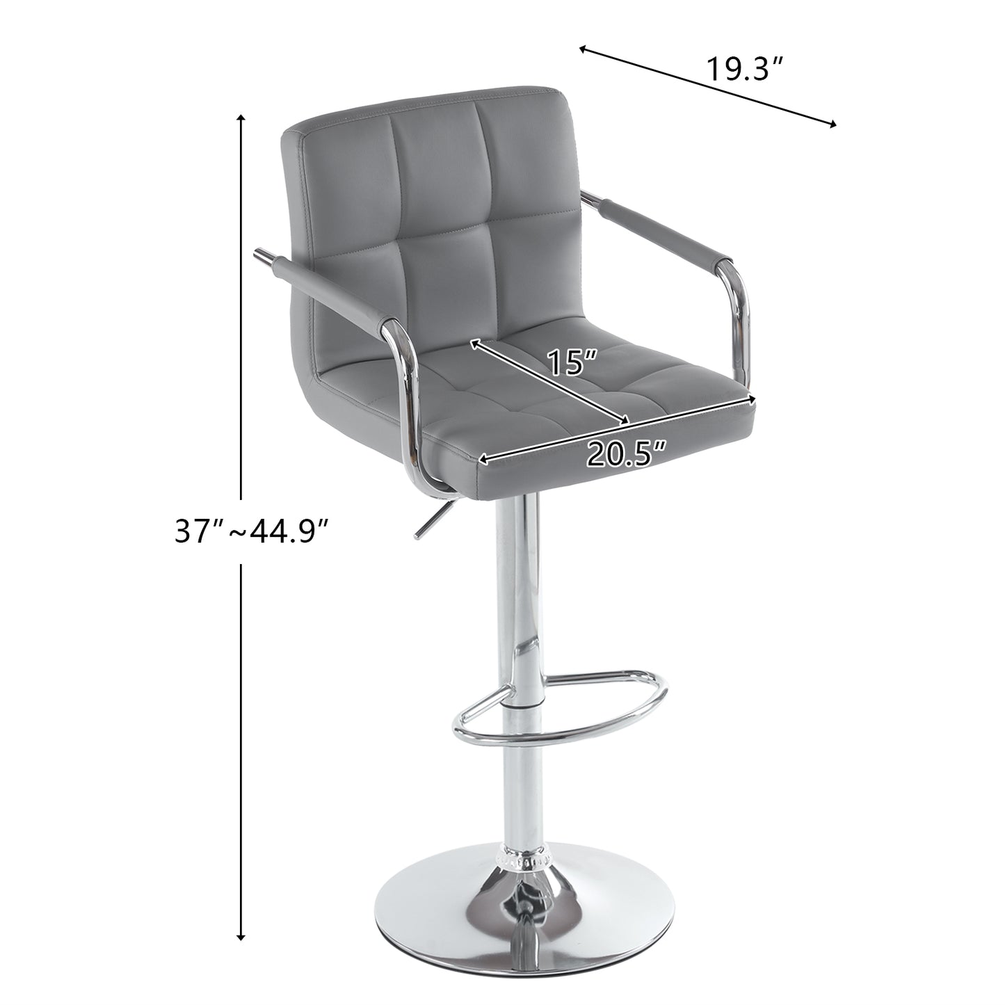 2pcs 60-80cm 6 Checks Round Cushion No Armrest Bar Stool Gray