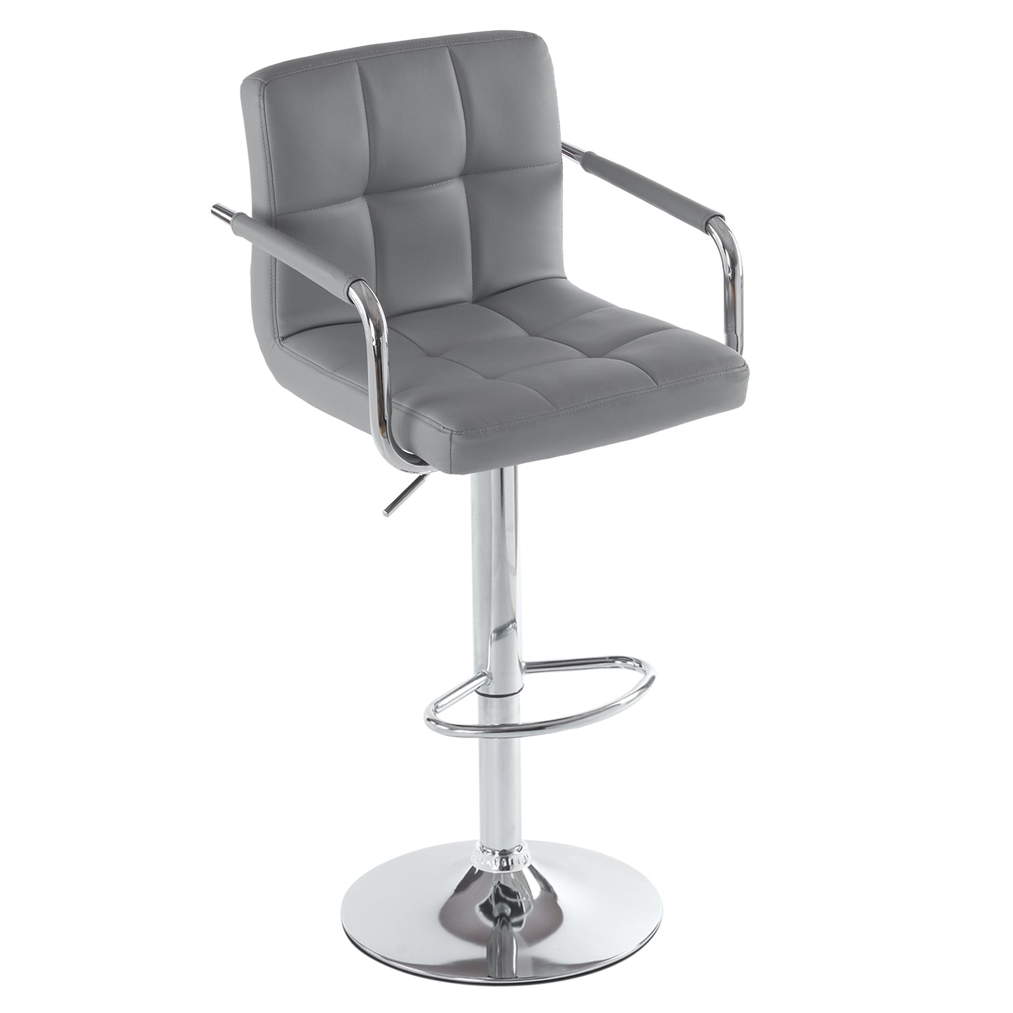 2pcs 60-80cm 6 Checks Round Cushion No Armrest Bar Stool Gray