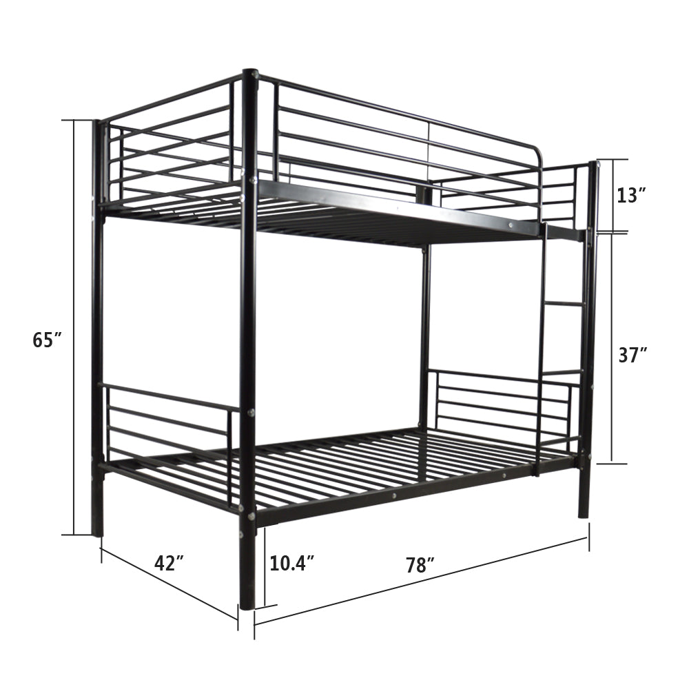 Metal Bunk Bed with Ladder for Kids Black