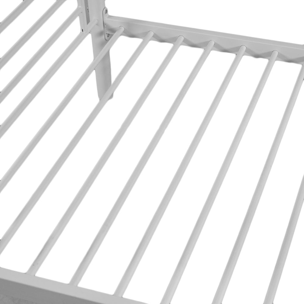 SALE Bunk Bed for Kids Teens Adults, Heavy Duty Metal Bunk Bed with Ladder & Full-Length Guard Rail & Storage Space, White