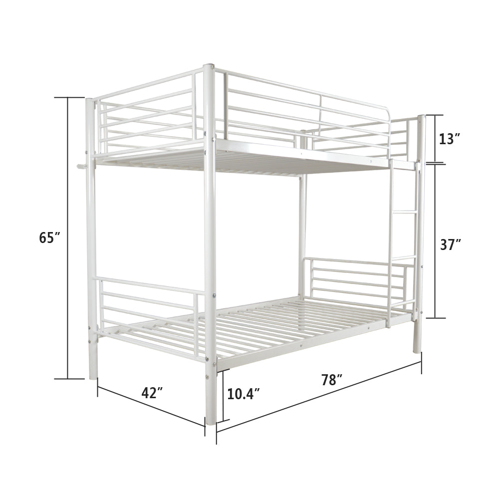 SALE Bunk Bed for Kids Teens Adults, Heavy Duty Metal Bunk Bed with Ladder & Full-Length Guard Rail & Storage Space, White