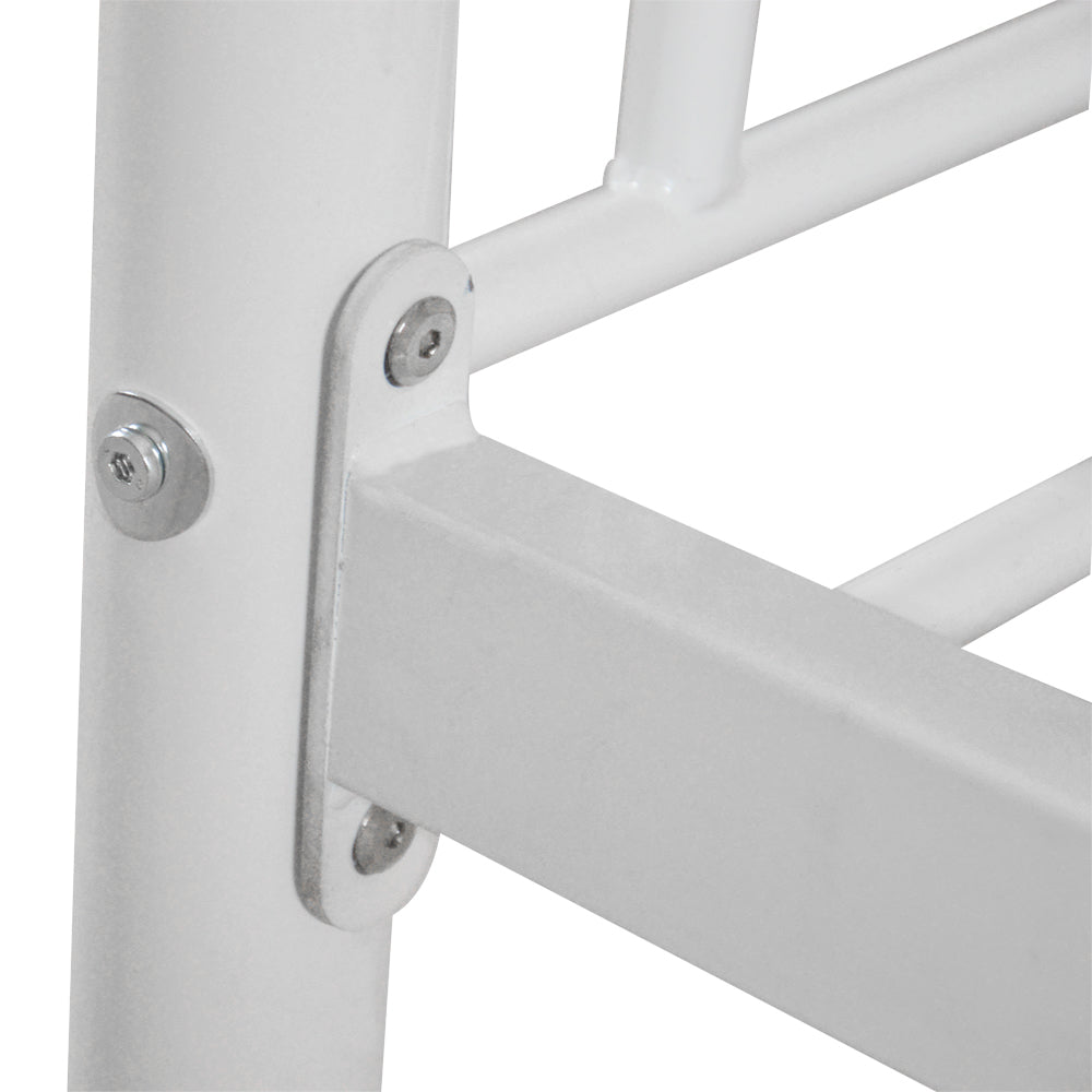 SALE Bunk Bed for Kids Teens Adults, Heavy Duty Metal Bunk Bed with Ladder & Full-Length Guard Rail & Storage Space, White