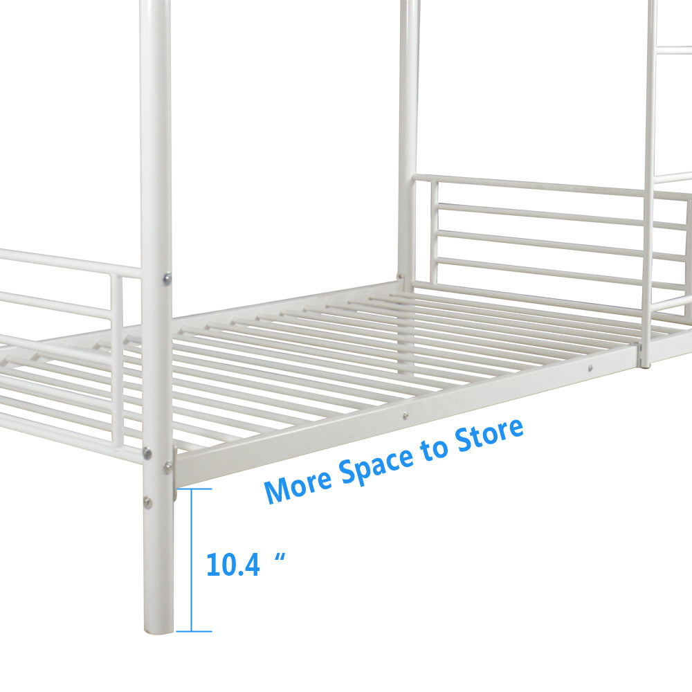 SALE Bunk Bed for Kids Teens Adults, Heavy Duty Metal Bunk Bed with Ladder & Full-Length Guard Rail & Storage Space, White