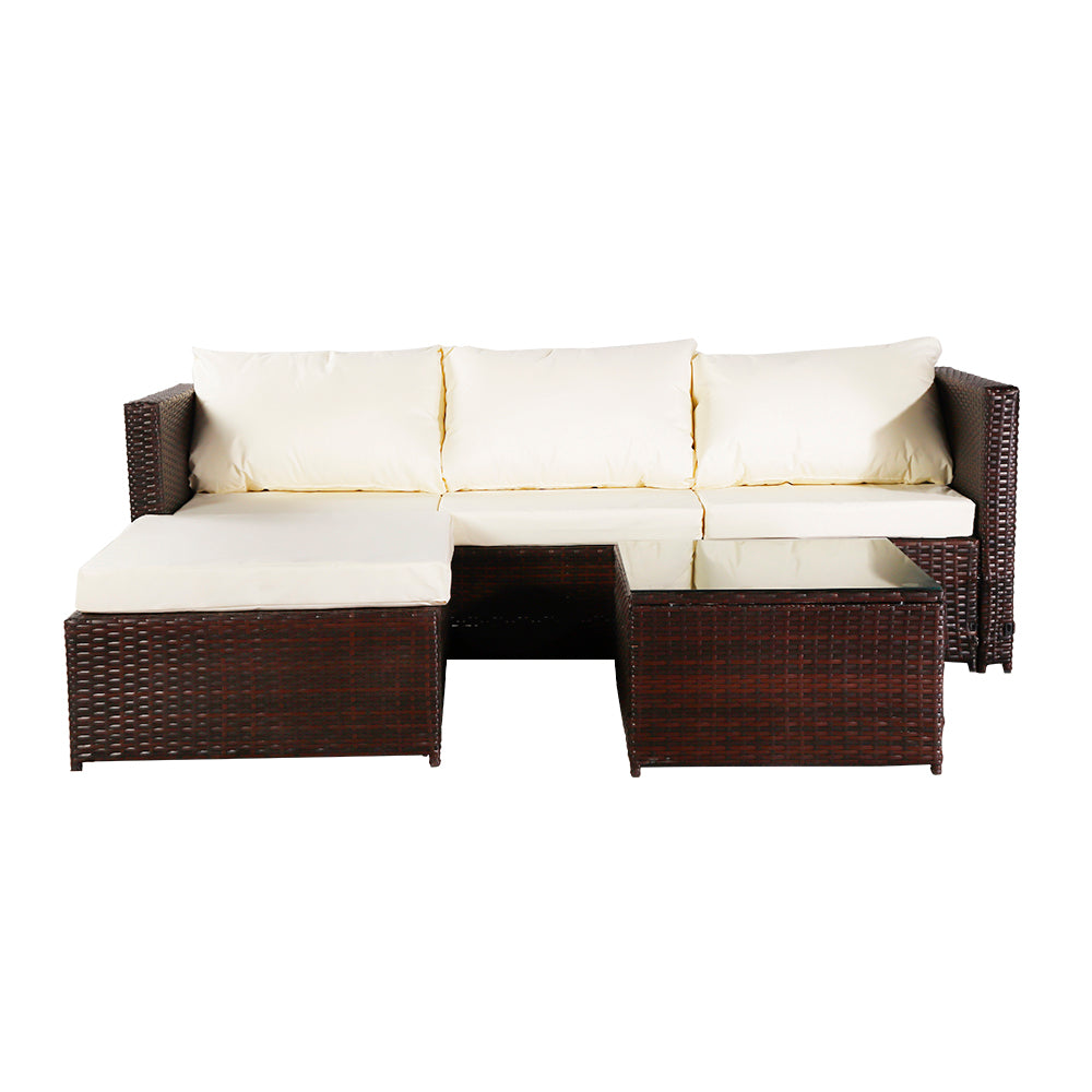Oshion Three-Seater Sofa Pedal Coffee Table - Brown