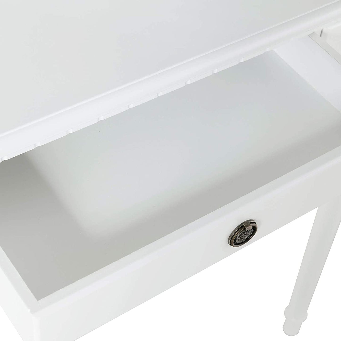 Elegant Dressing Tables with Tri-fold Mirror, Vanity Table Set with 5 Drawers, Lovely Makeup Table with Stool For Girls Women White